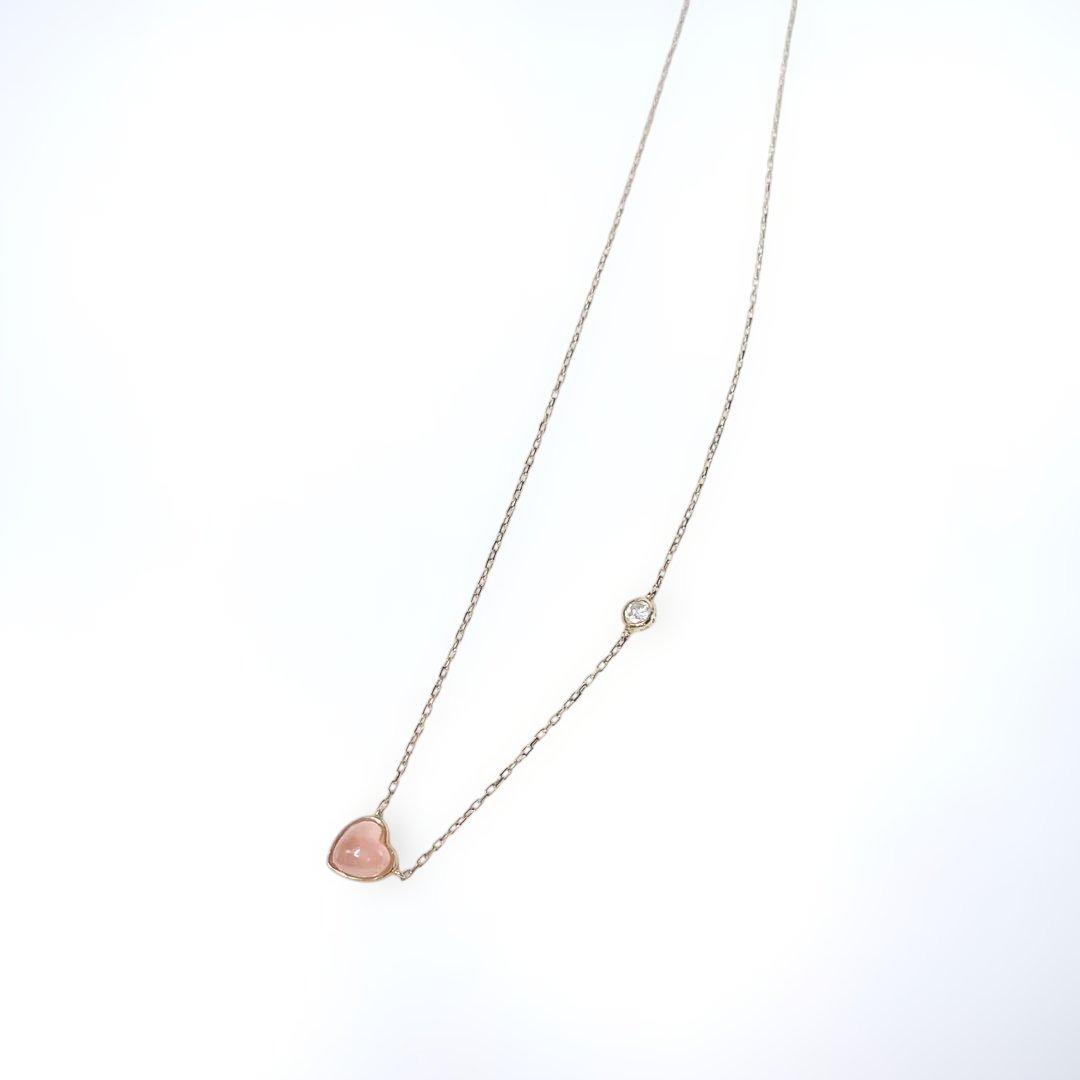 ましろ様:::K18 ネックレス ローズクォーツ ハート ダイヤモンド　バレンタ
