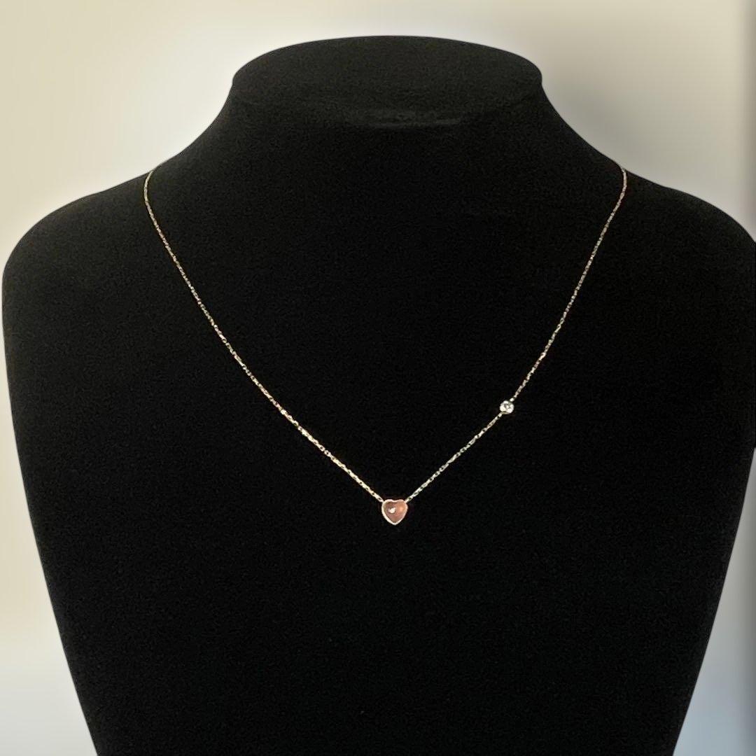 ましろ様:::K18 ネックレス ローズクォーツ ハート ダイヤモンド　バレンタ