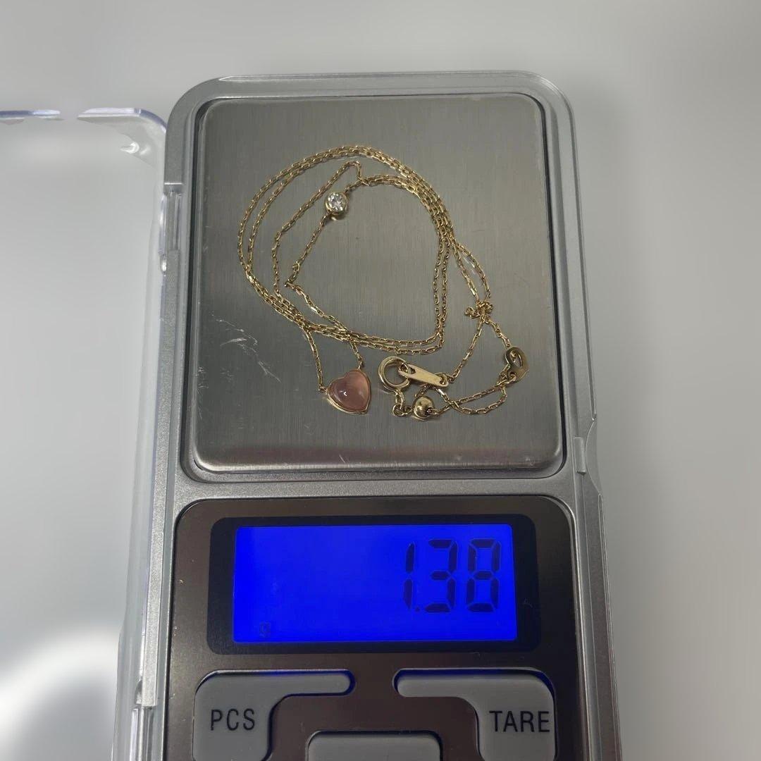 ましろ様:::K18 ネックレス ローズクォーツ ハート ダイヤモンド　バレンタ