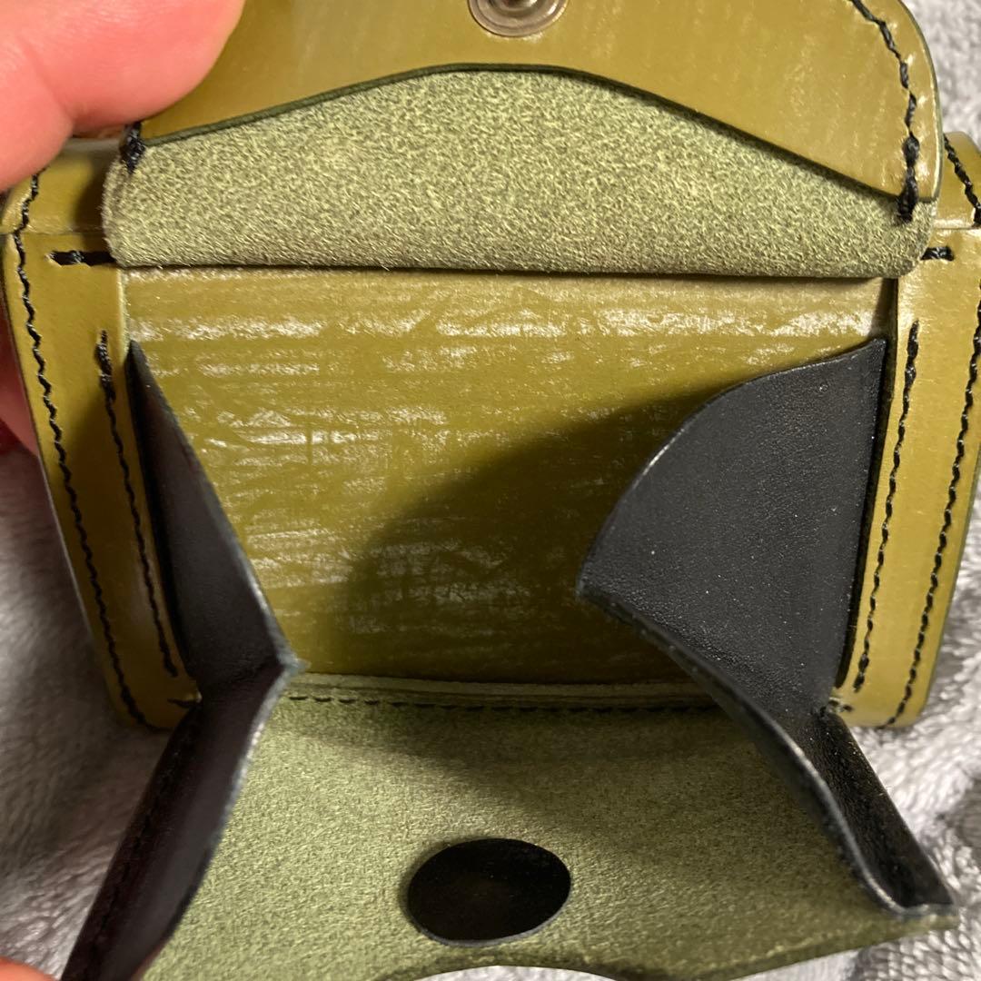 池之端銀革店 三つ折り財布 グラスグリーン 美品