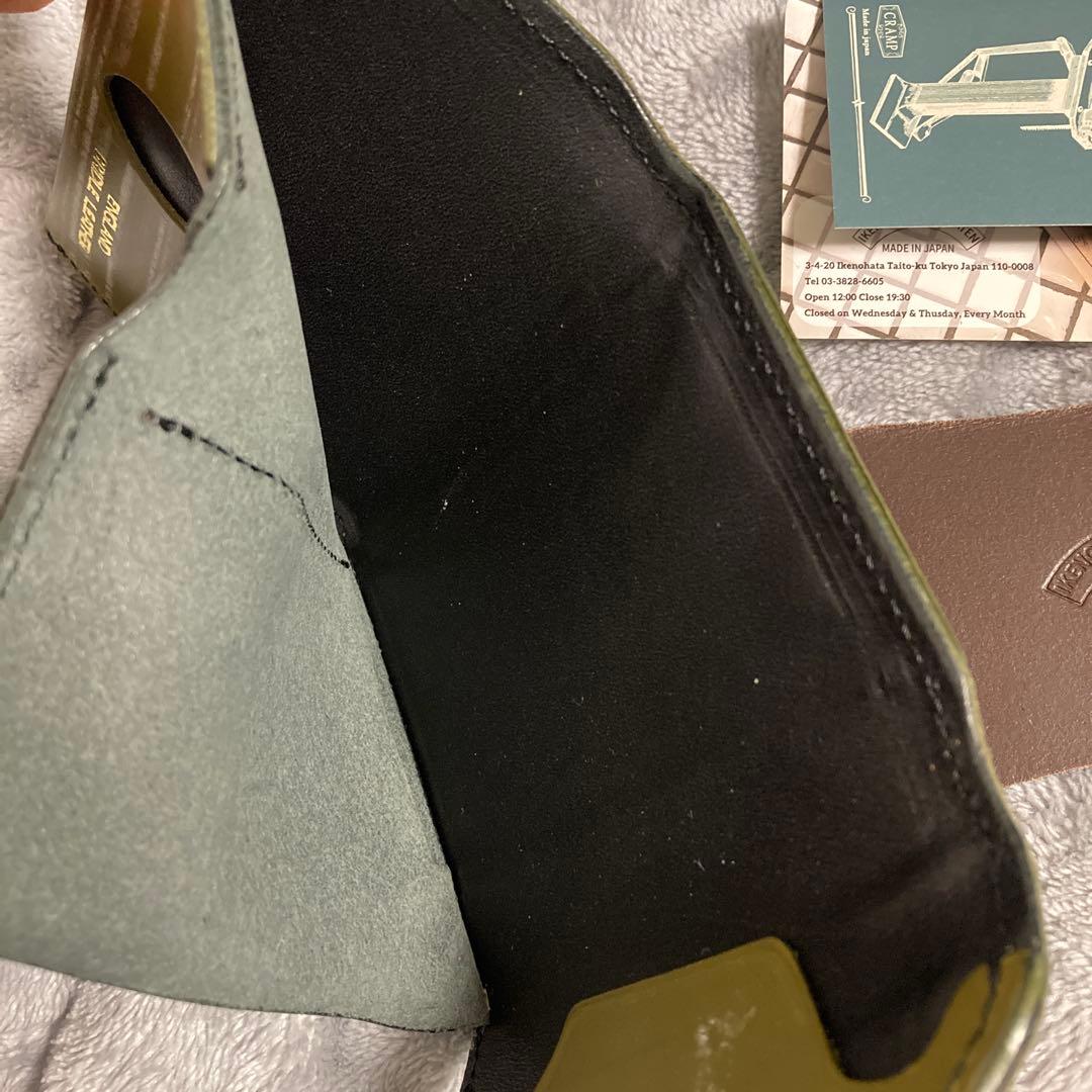 池之端銀革店 三つ折り財布 グラスグリーン 美品