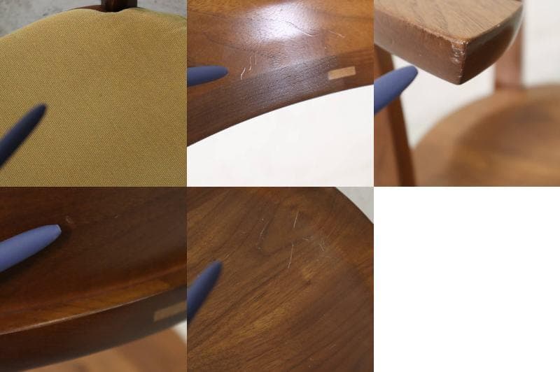 2の1柏木工 ソフィー ウォルナット無垢材 ダイニングチェア クッションイエロー