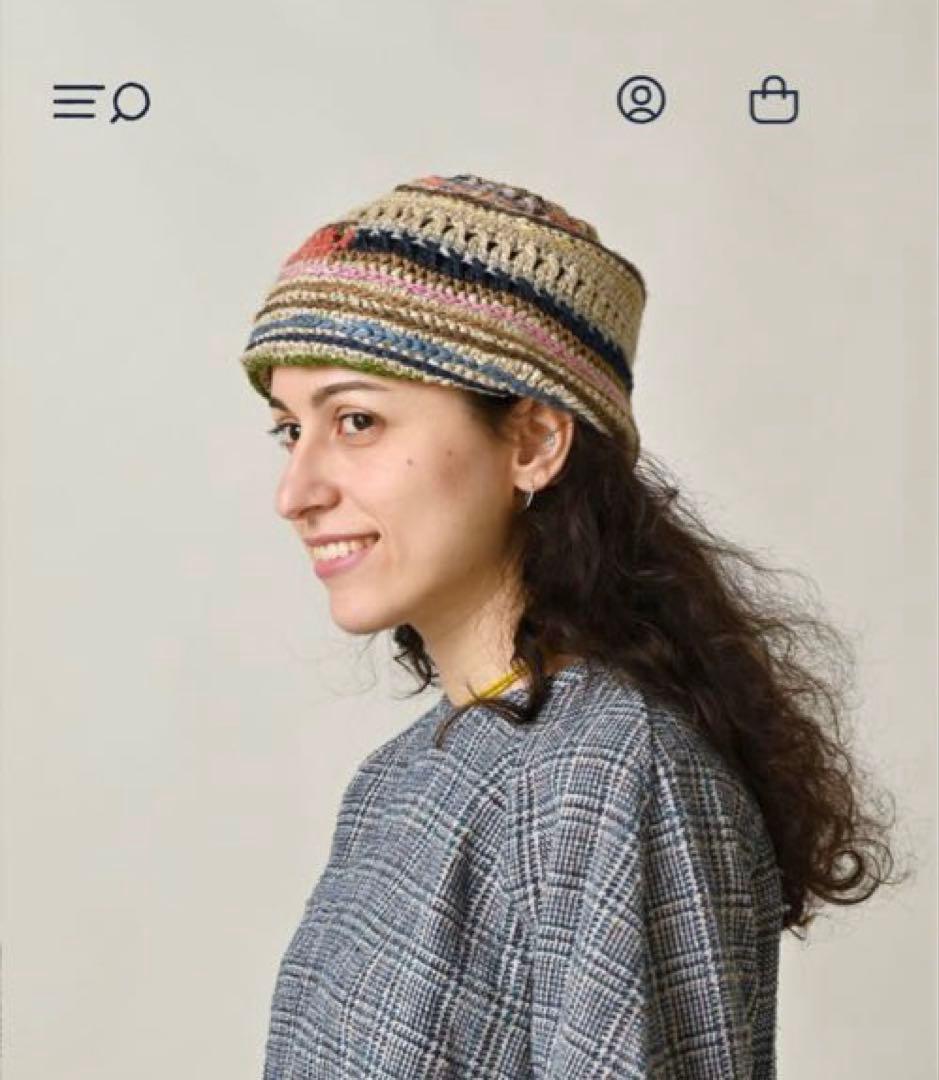 45R 2026年1月購入　ラグ編みリネンのニットキャップ