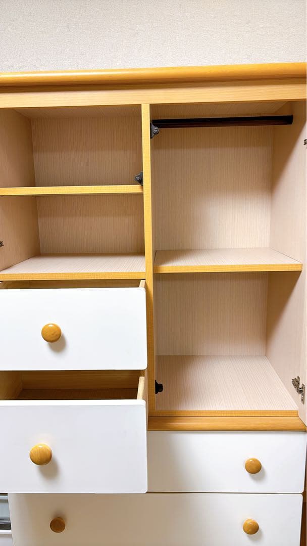 木製チェスト ホワイト/ナチュラル、タンス