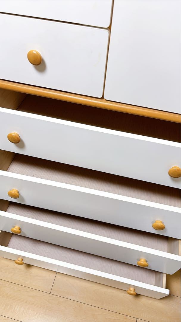 木製チェスト ホワイト/ナチュラル、タンス