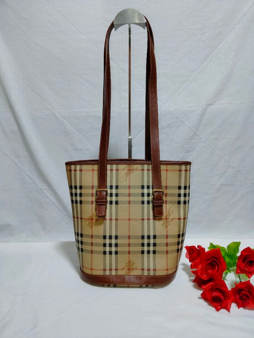 美品 バーバリー BURBERRY ノバチェック シャドウホース PVC レザー