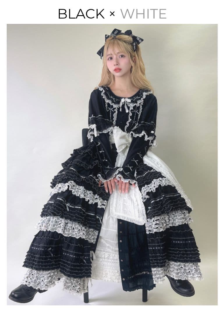 ピンクハウス【阪神限定】黒✖白ロングワンピース