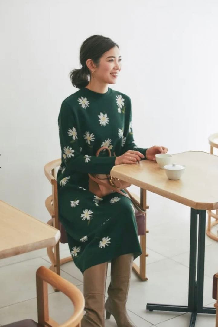 【ミミ】seventen デイジージャガードニットワンピース