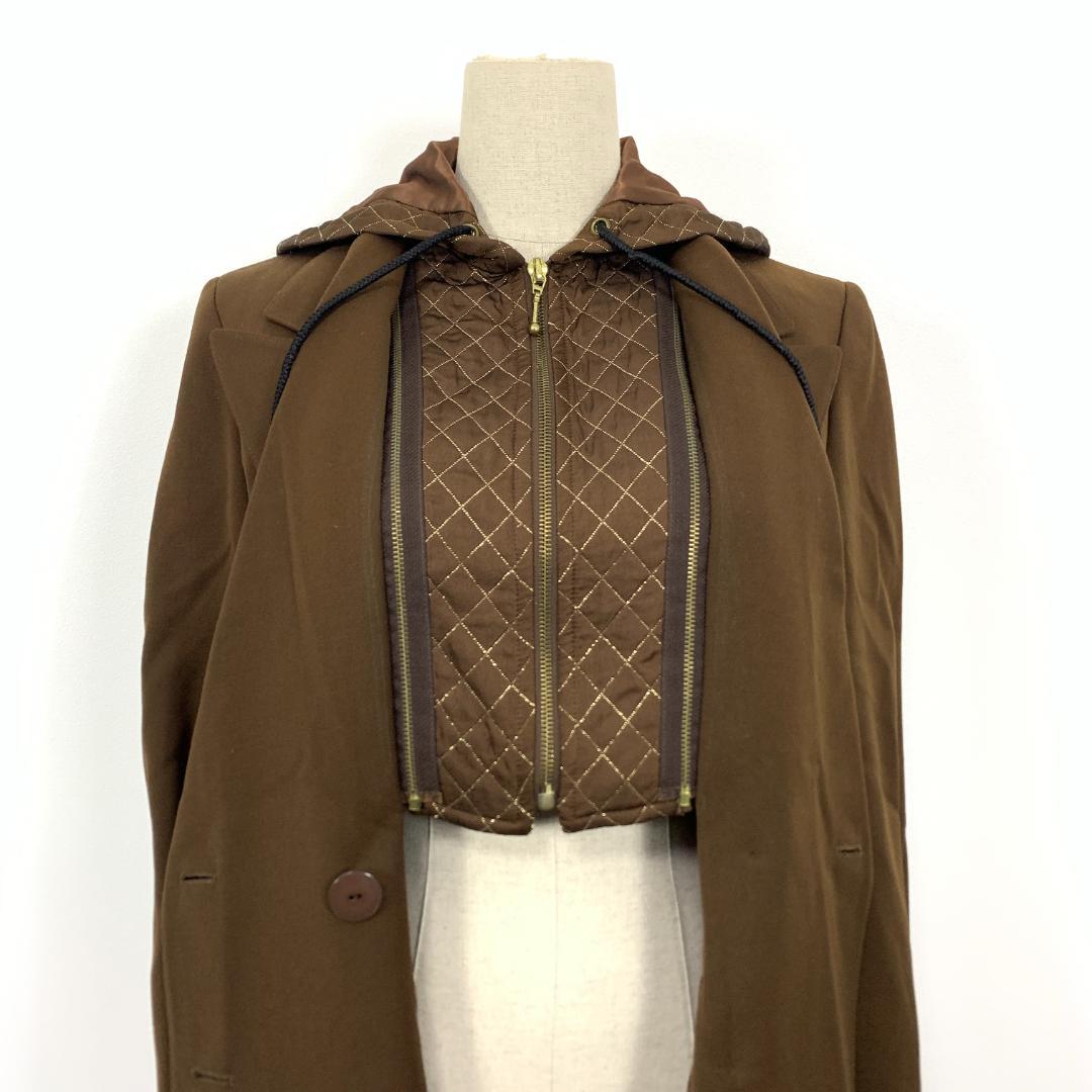 LA5067 エスカーダ シルク デザイン チェスターコート ブラウン 34