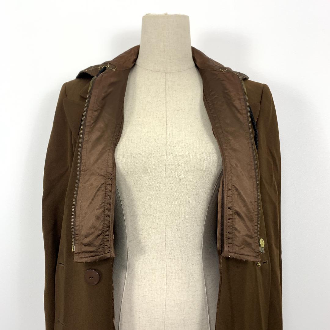 LA5067 エスカーダ シルク デザイン チェスターコート ブラウン 34