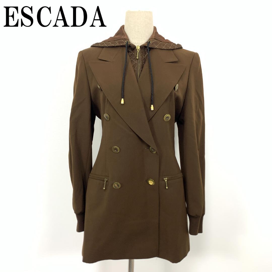 LA5067 エスカーダ シルク デザイン チェスターコート ブラウン 34