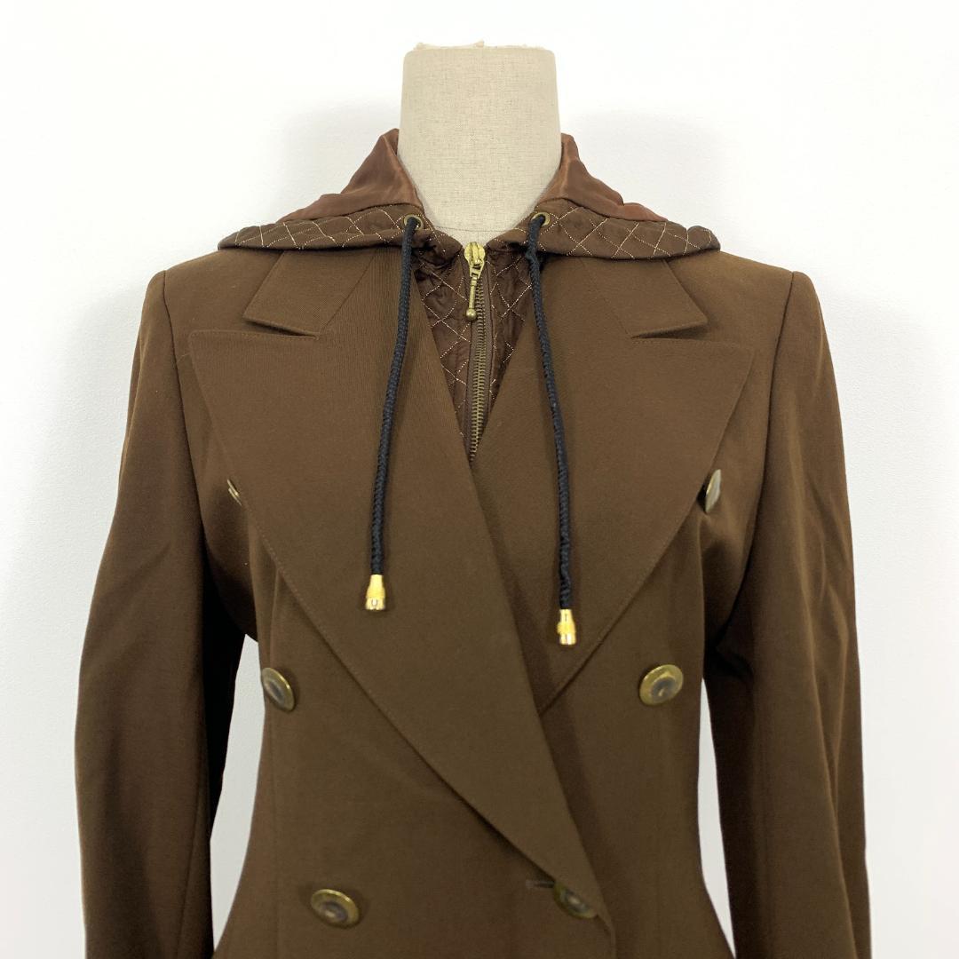 LA5067 エスカーダ シルク デザイン チェスターコート ブラウン 34