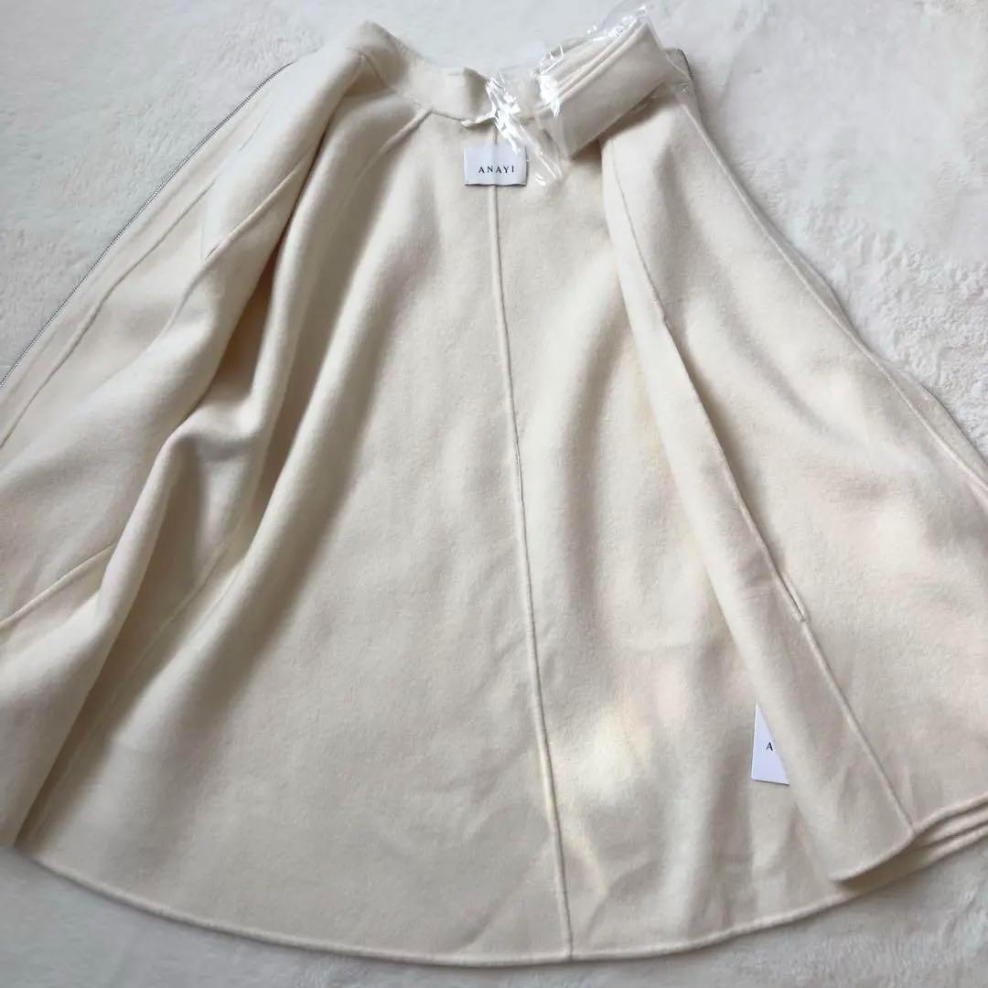 未使用保管品　ANAYI シャルムビーバーミドルケープコート　ホワイト　38