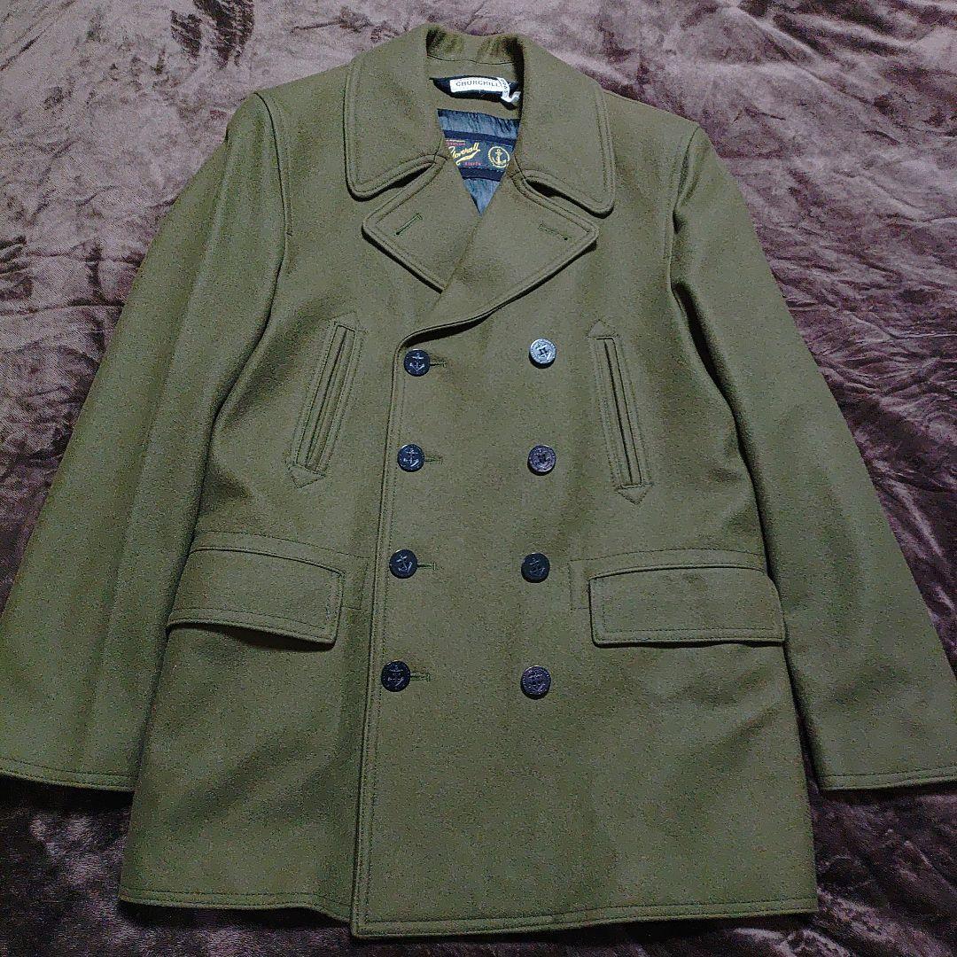 【美品】グローバーオールメンズ チャーチル ピーコート 769MM KALE