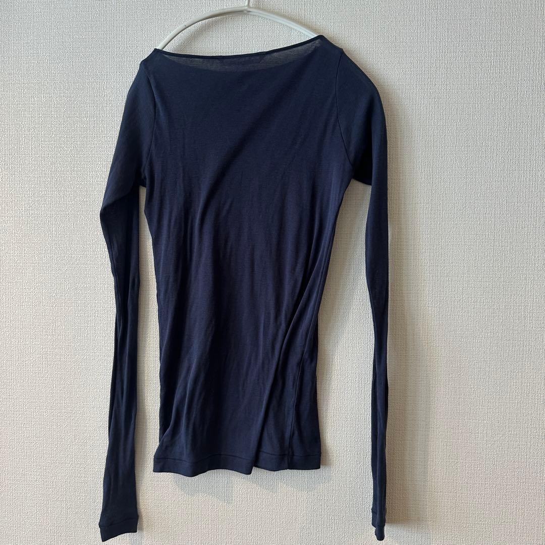 試着のみ2024auraleeボートネックカットソー0ネイビー