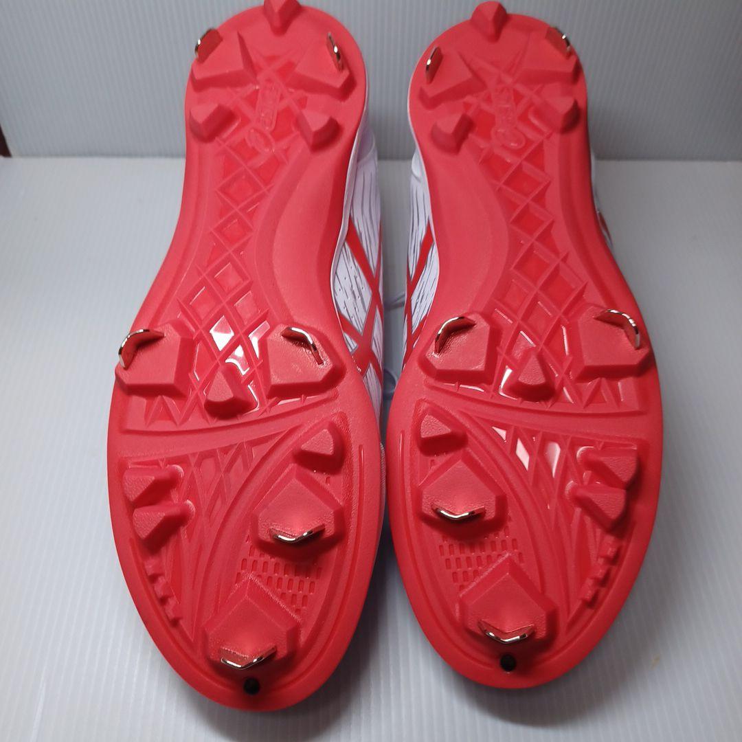 ASICS スパイクシューズ ホワイト/レッド　2５cm　金具スパイク　箱付き