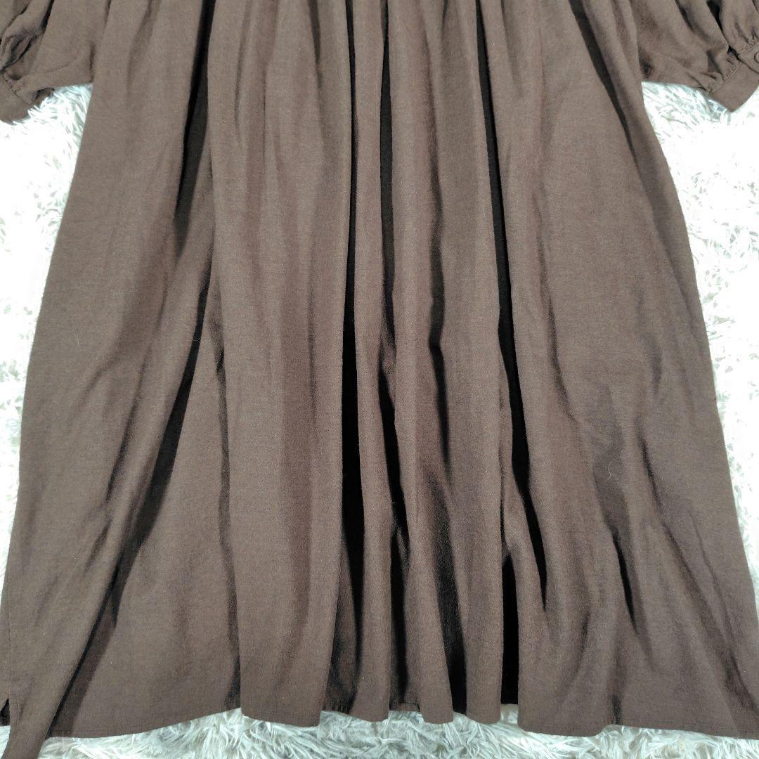 オオカミとフクロウ◎ロングワンピース シャツワンピース 七分袖 ゆったりサイズ