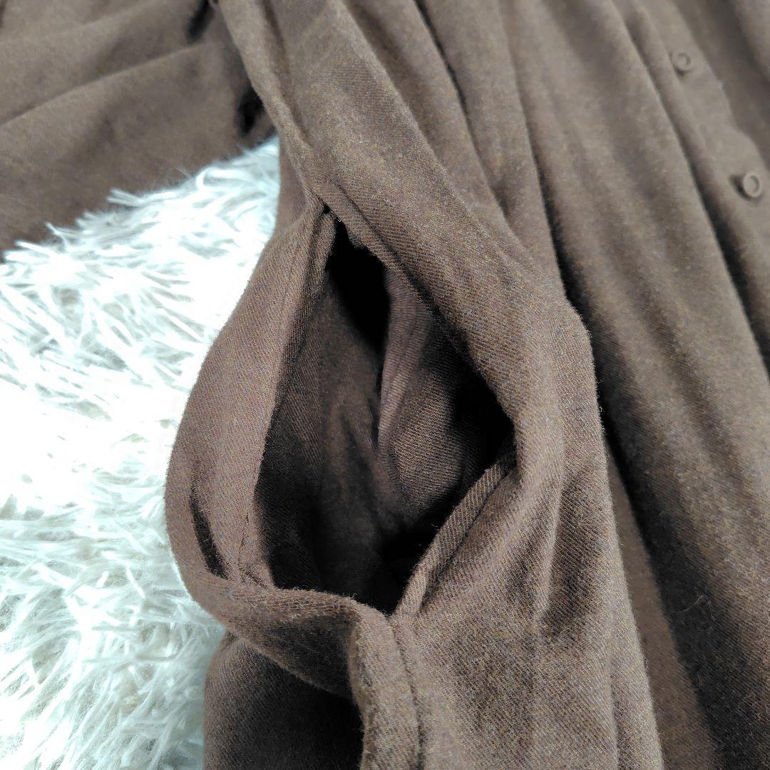 オオカミとフクロウ◎ロングワンピース シャツワンピース 七分袖 ゆったりサイズ