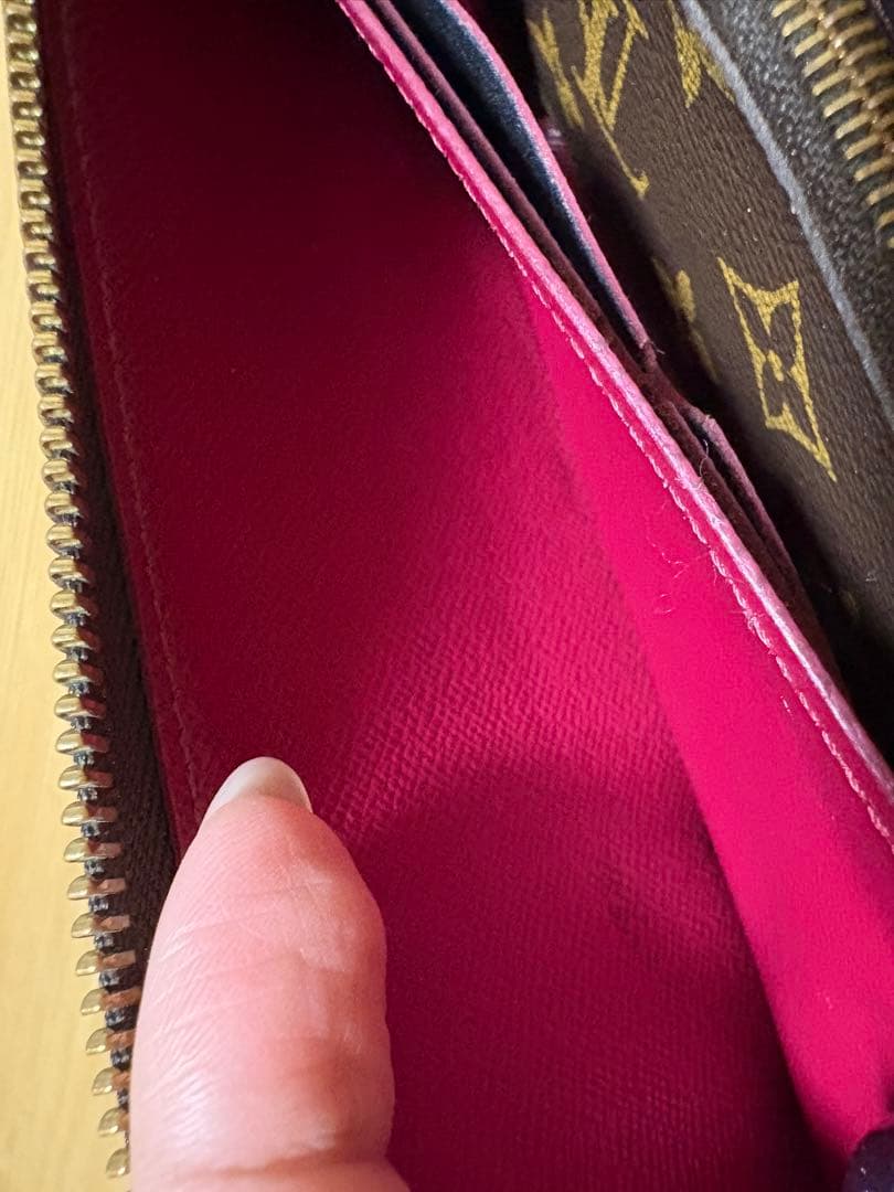 LOUIS VUITTON 長財布 ダークブラウン/ピンク