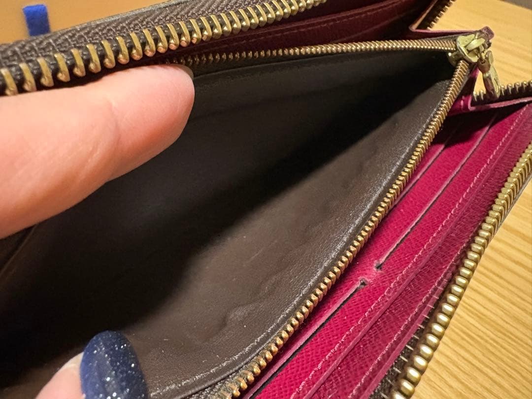 LOUIS VUITTON 長財布 ダークブラウン/ピンク
