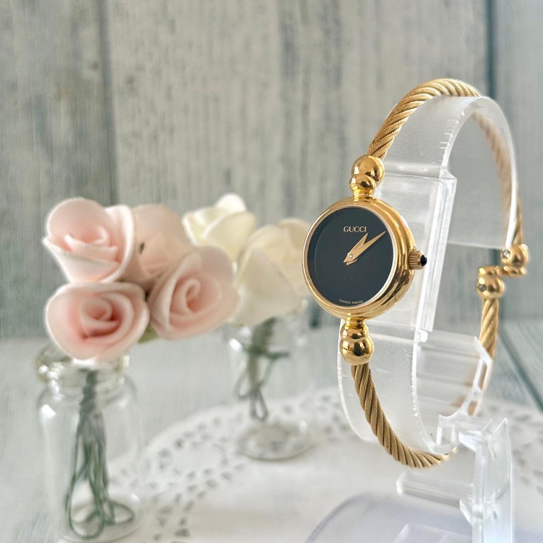 【電池交換済】GUCCI グッチ 2700.2L 腕時計 ブラック ゴールド