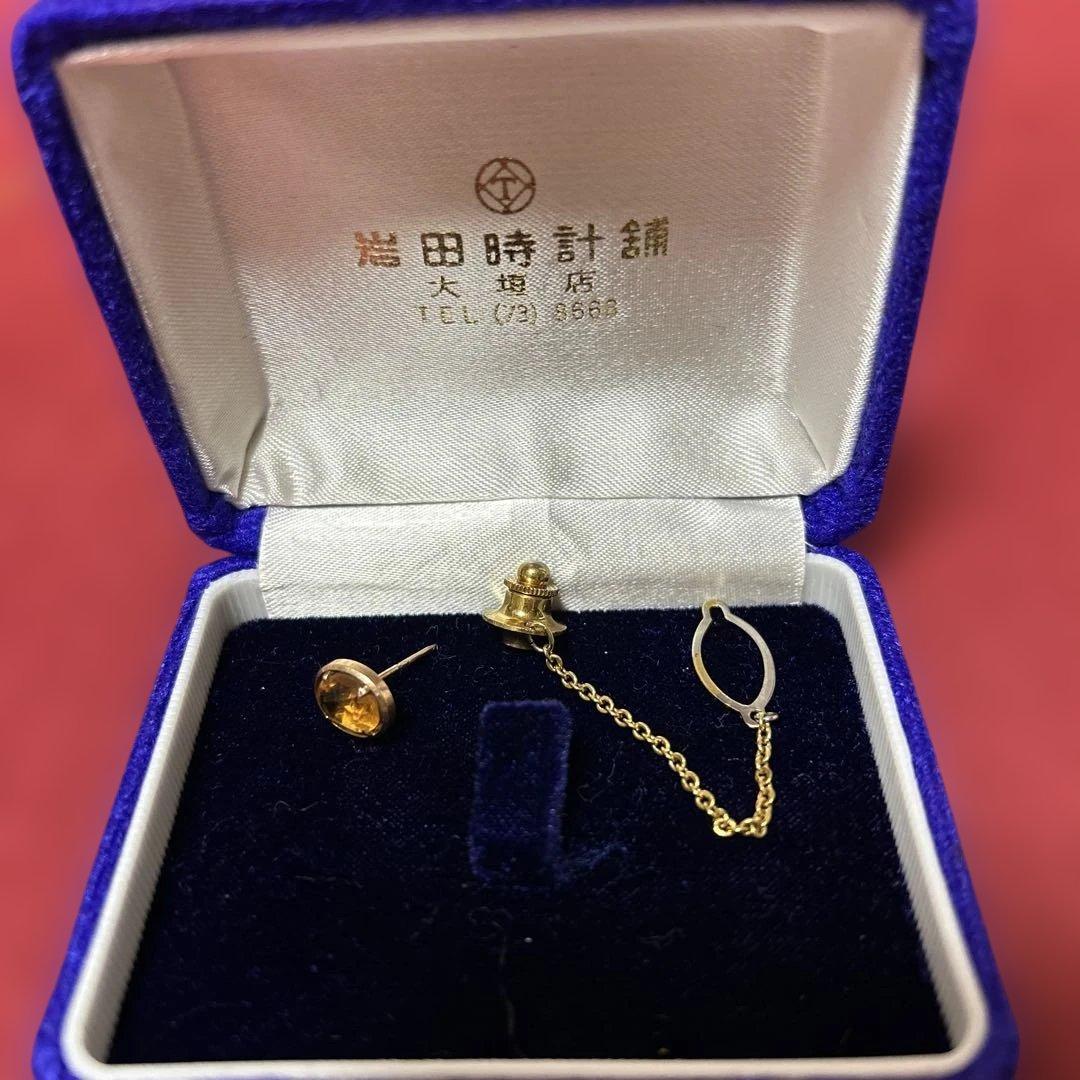 トパーズ　カフリンクス&ネクタイピン2種