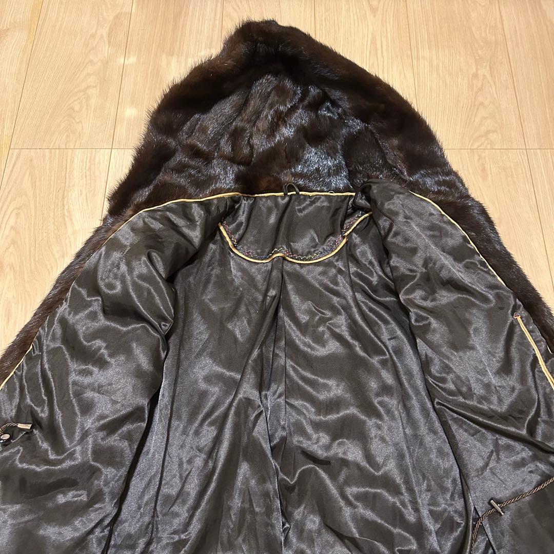 【最上級】ミンク　ロングコート　毛皮　コート　ファー　美品　フード付　O