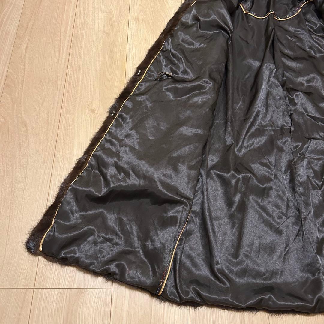 【最上級】ミンク　ロングコート　毛皮　コート　ファー　美品　フード付　O