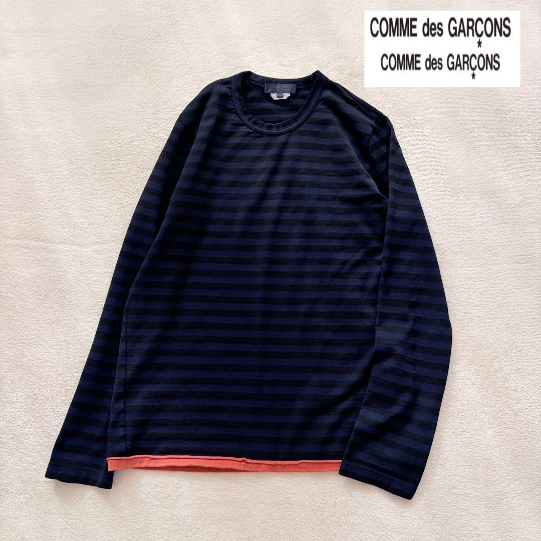 ❁COMME des GARCONSコムコム 製品染めボーダー裾切替カットソー