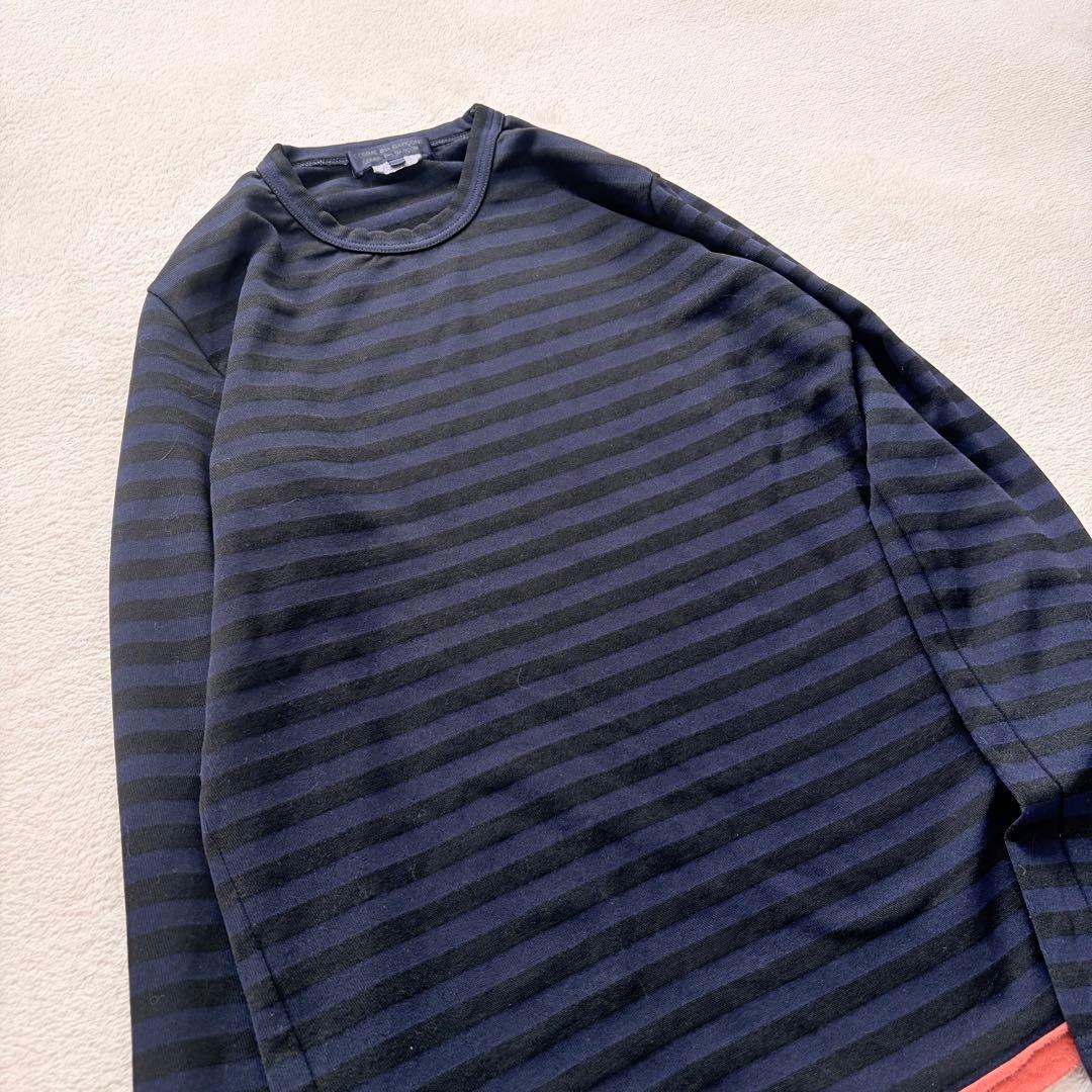 ❁COMME des GARCONSコムコム 製品染めボーダー裾切替カットソー