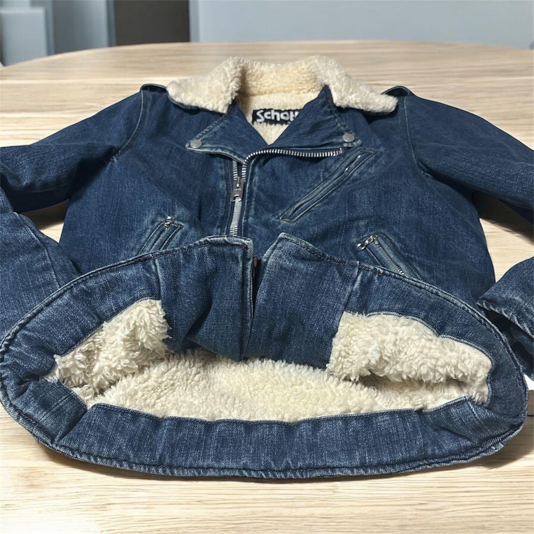 【希少】Schott デニムライダースジャケット　Sサイズ ボア