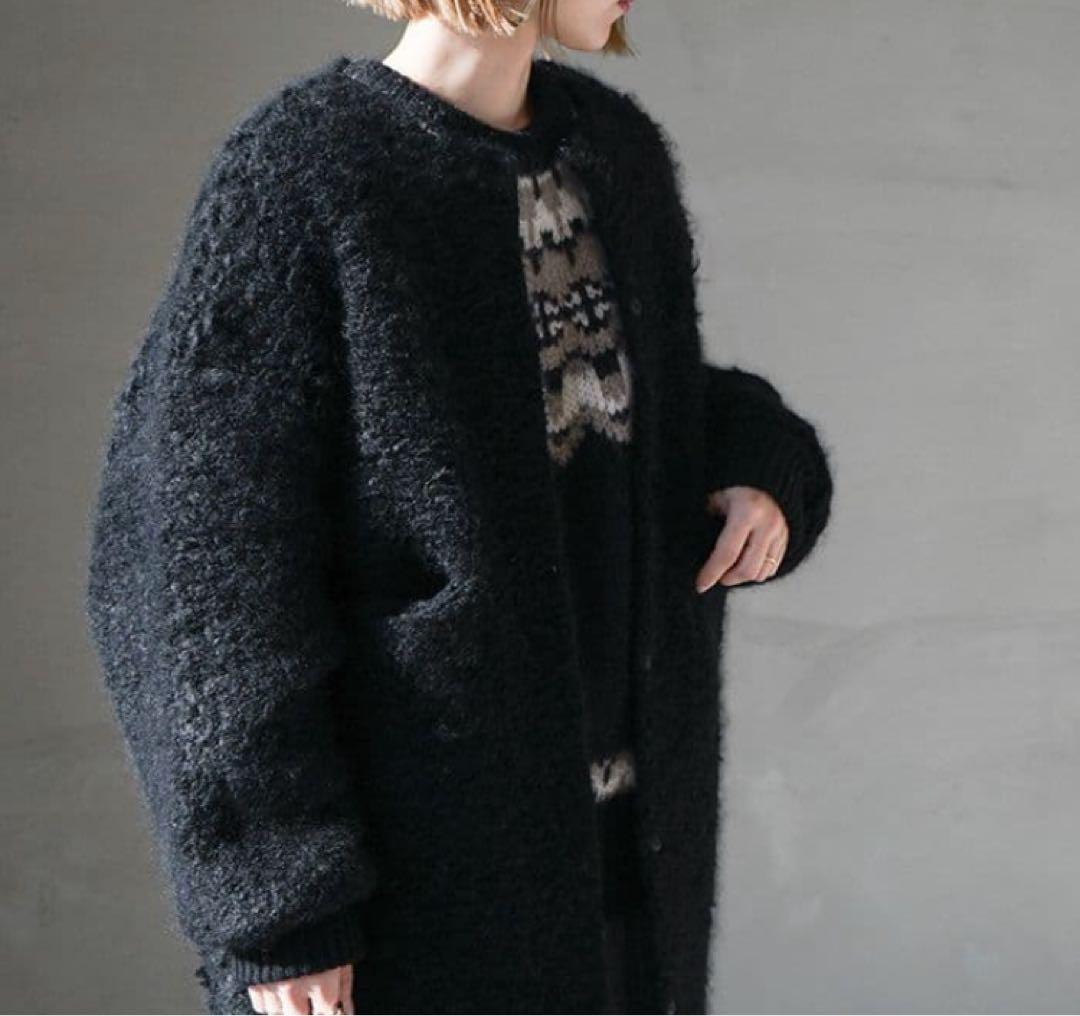 R&D.M.CO- オールドマンズテーラー ニットボアコート　ブラック