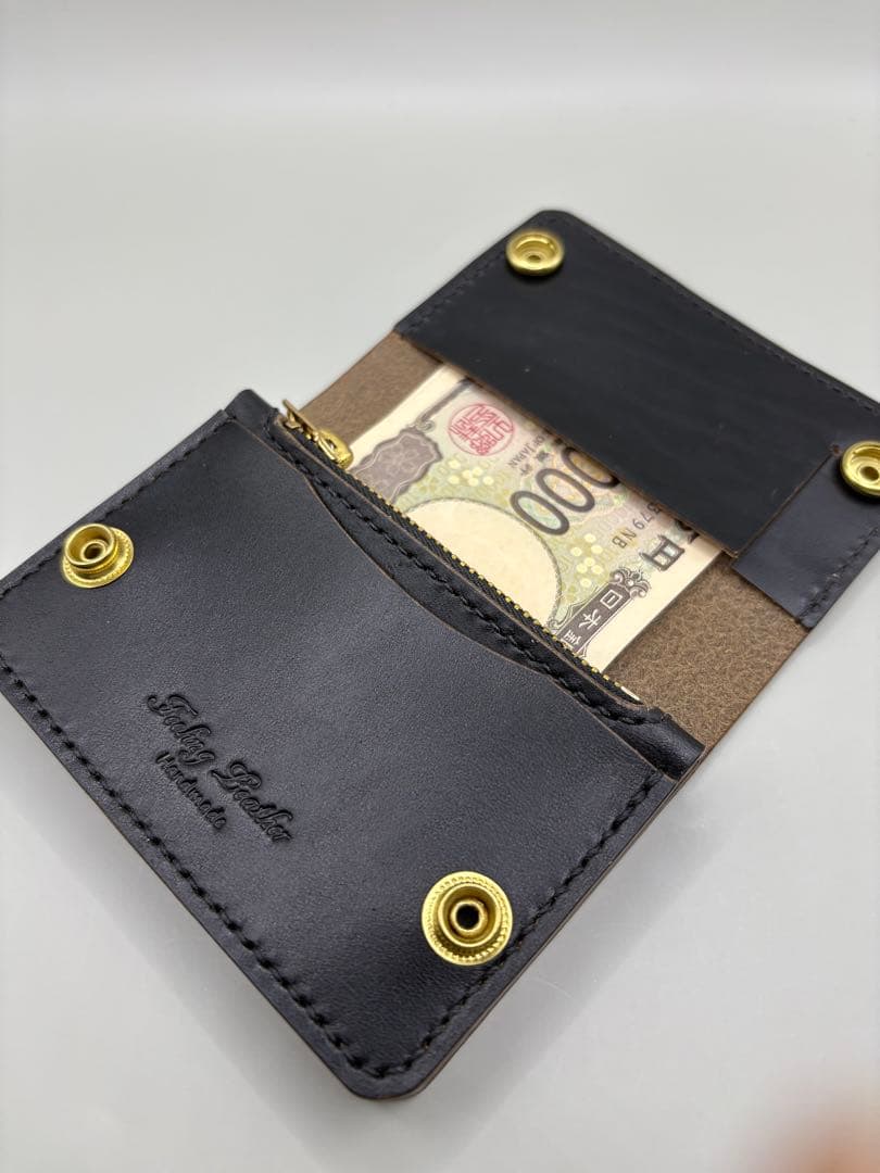 ショートトラッカーウォレット　ホースバット (MARYAM社)茶芯ブラック②