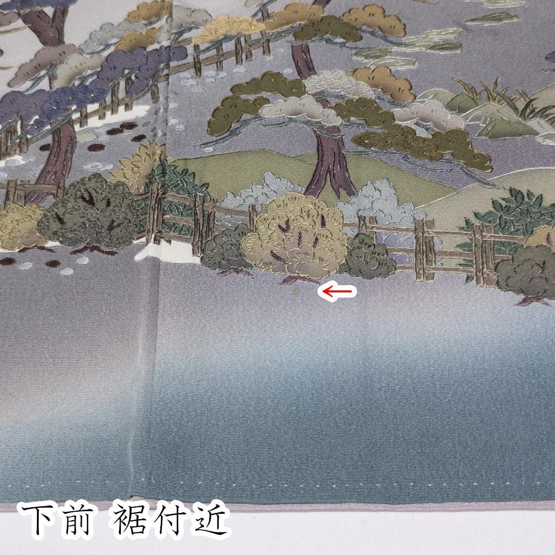 しおり R8SK87 色留袖 作家物 蘇州刺繍 清水寺 落款 上品 シルク