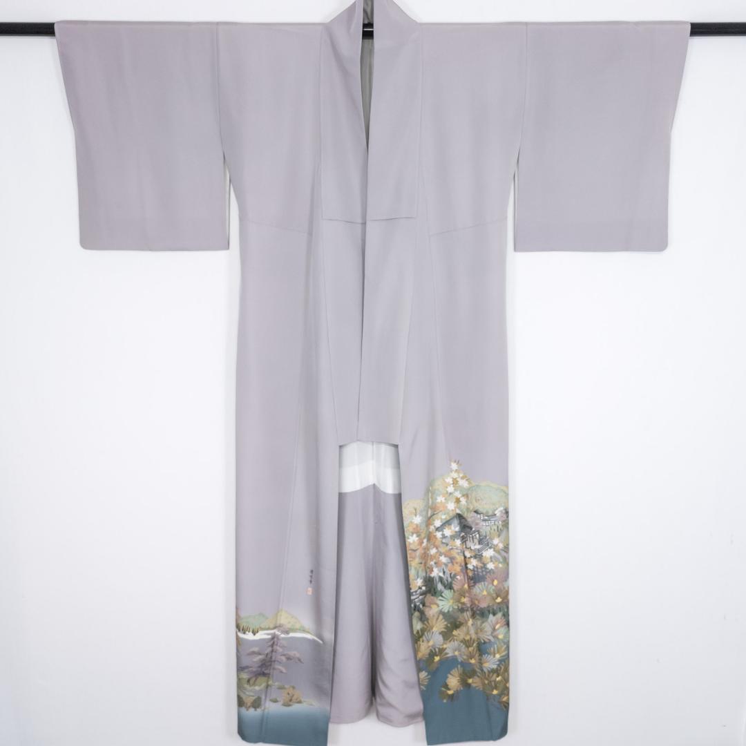 しおり R8SK87 色留袖 作家物 蘇州刺繍 清水寺 落款 上品 シルク