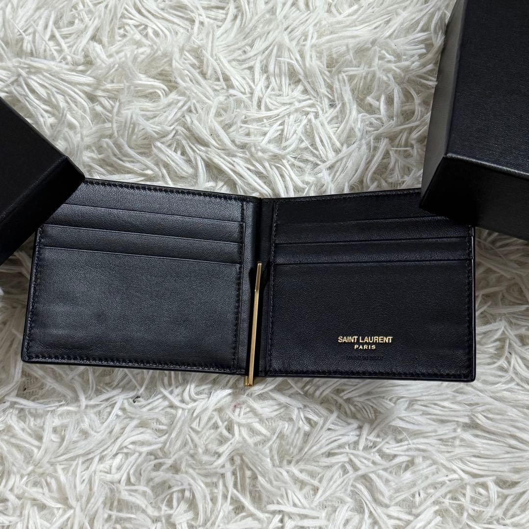 ⭐️新品未使用⭐️　サンローラン　YSL　カサンドラロゴ　クロコ型押　マネークリップ