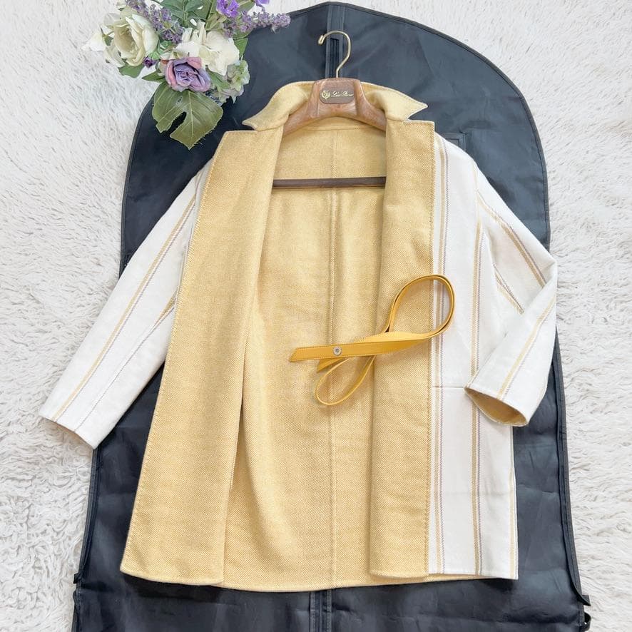 極美品★LOROPIANA★最高級カシミヤ★レザーベルト★リバーシブルコート