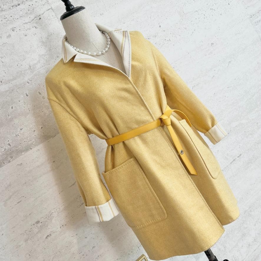 極美品★LOROPIANA★最高級カシミヤ★レザーベルト★リバーシブルコート