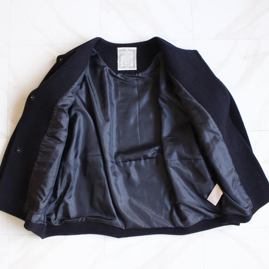 BEADSLEY 後ろぷっくりウールショートコート Fサイズ ネイビー