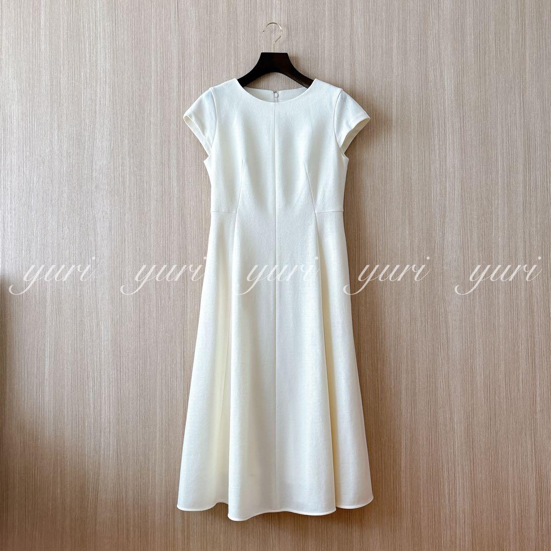 【969】アナイ　ウールツイルジャージフレアワンピース　アイボリー　38