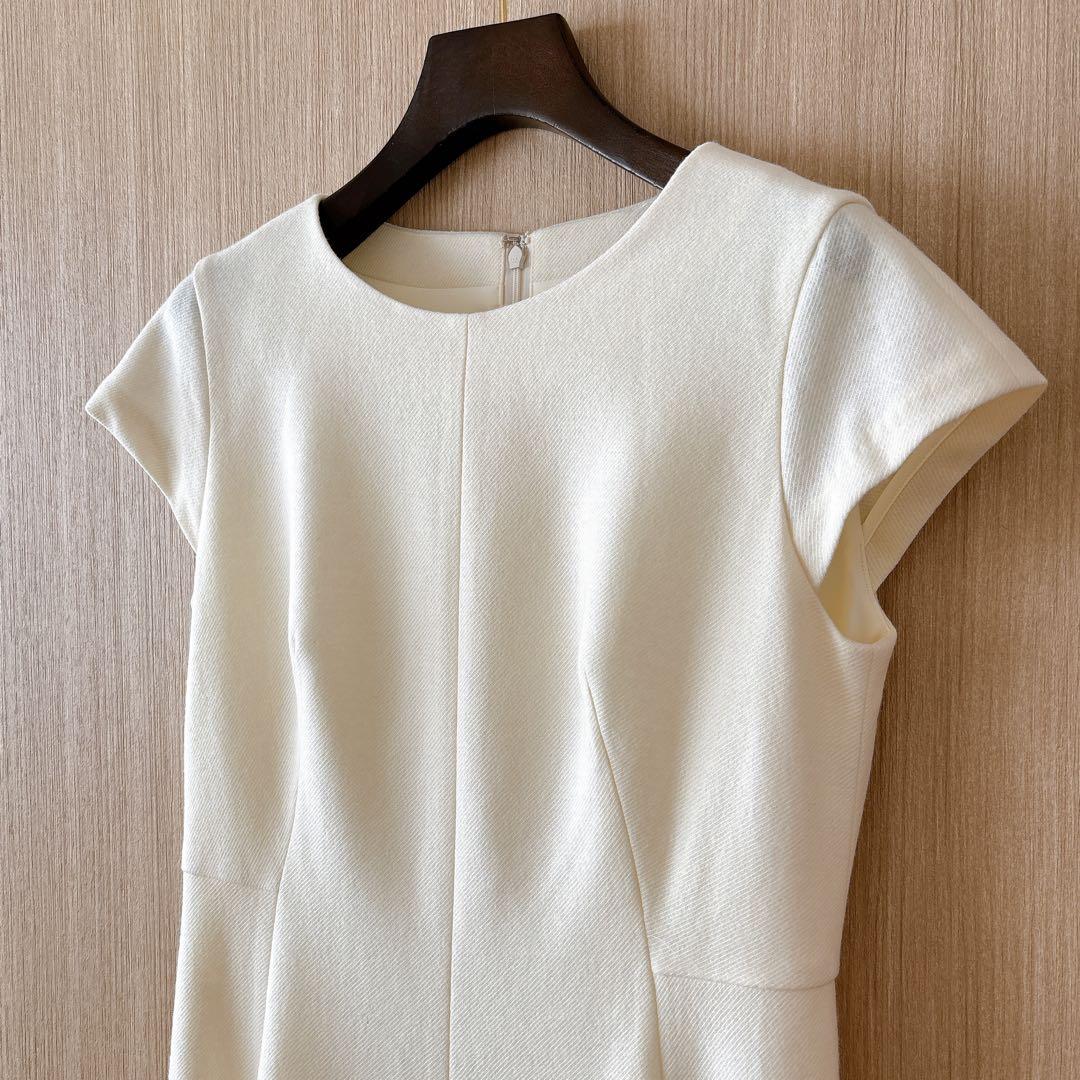 【969】アナイ　ウールツイルジャージフレアワンピース　アイボリー　38