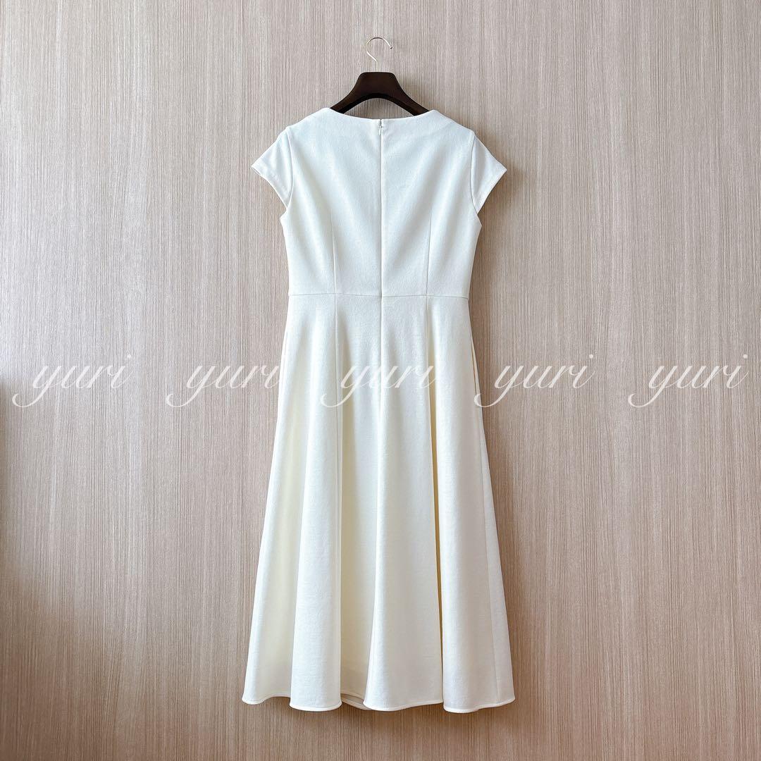 【969】アナイ　ウールツイルジャージフレアワンピース　アイボリー　38