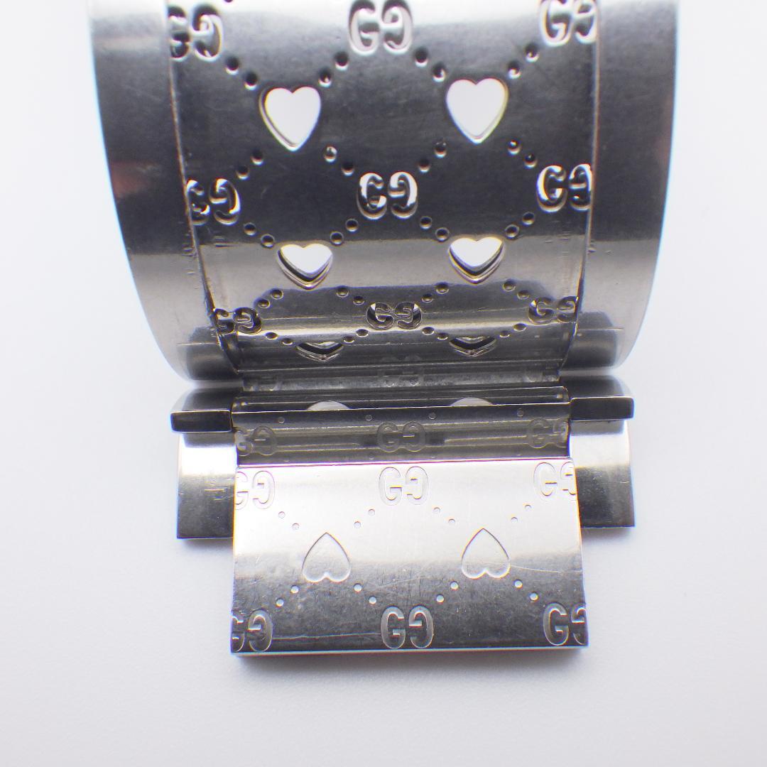 稼働 GUCCI グッチ トワール バングル腕時計 ハートデザイン ピンクシェル