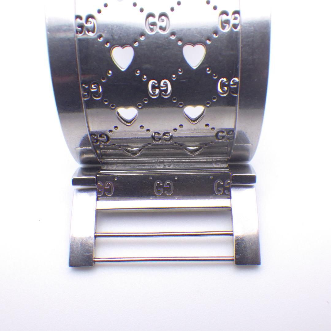 稼働 GUCCI グッチ トワール バングル腕時計 ハートデザイン ピンクシェル