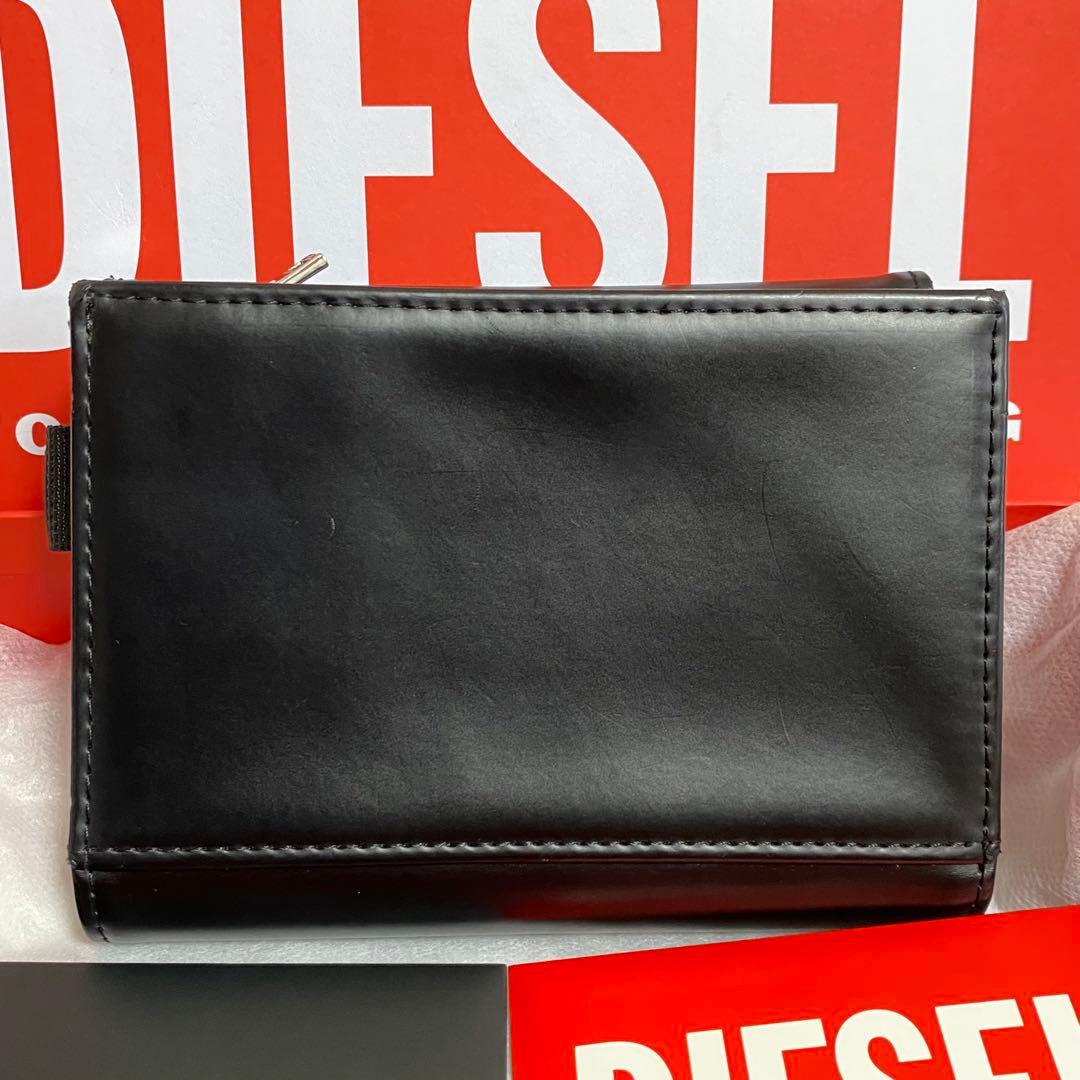 ✨美品✨DIESEL 2つ折り財布 ブラック ロゴ ディーゼル 財布 黒 Dロゴ