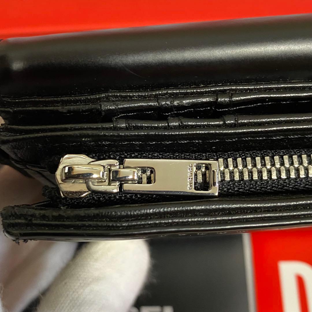 ✨美品✨DIESEL 2つ折り財布 ブラック ロゴ ディーゼル 財布 黒 Dロゴ