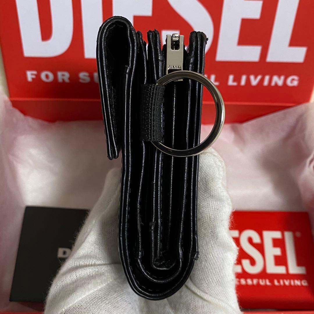 ✨美品✨DIESEL 2つ折り財布 ブラック ロゴ ディーゼル 財布 黒 Dロゴ