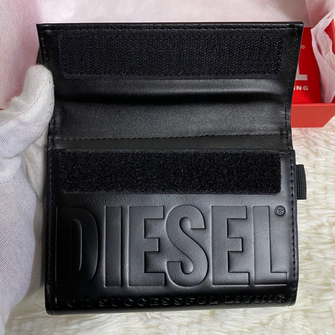 ✨美品✨DIESEL 2つ折り財布 ブラック ロゴ ディーゼル 財布 黒 Dロゴ