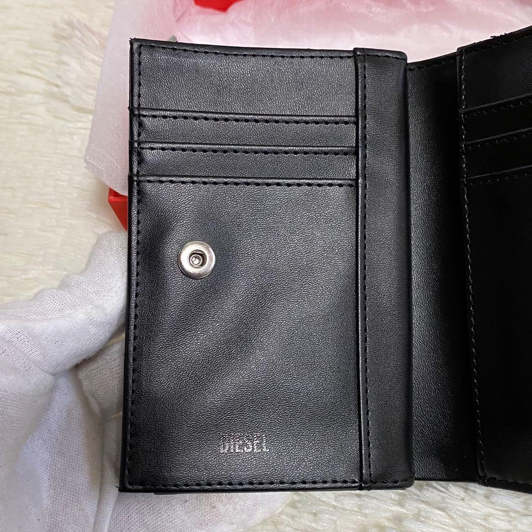 ✨美品✨DIESEL 2つ折り財布 ブラック ロゴ ディーゼル 財布 黒 Dロゴ