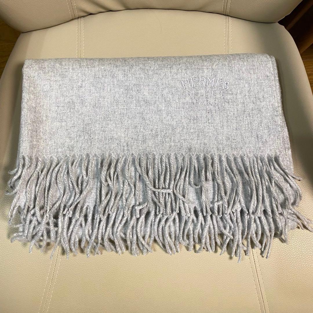 エルメス　マフラー　カシミア100 グレー